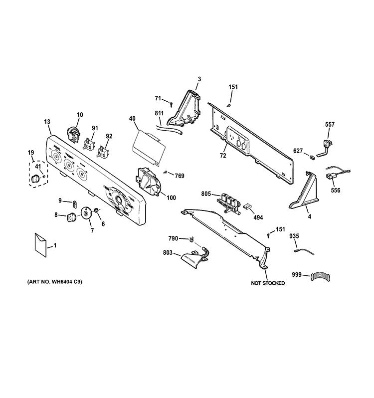 CONTROLS & BACKSPLASH Diagram and Parts List for HTWP1400F0WW  Hotpoint Washer