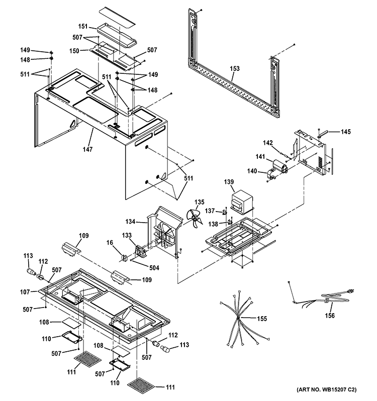 INTERIOR PARTS Diagram and Parts List for JNM3161DF1BB  General Electric Microwave