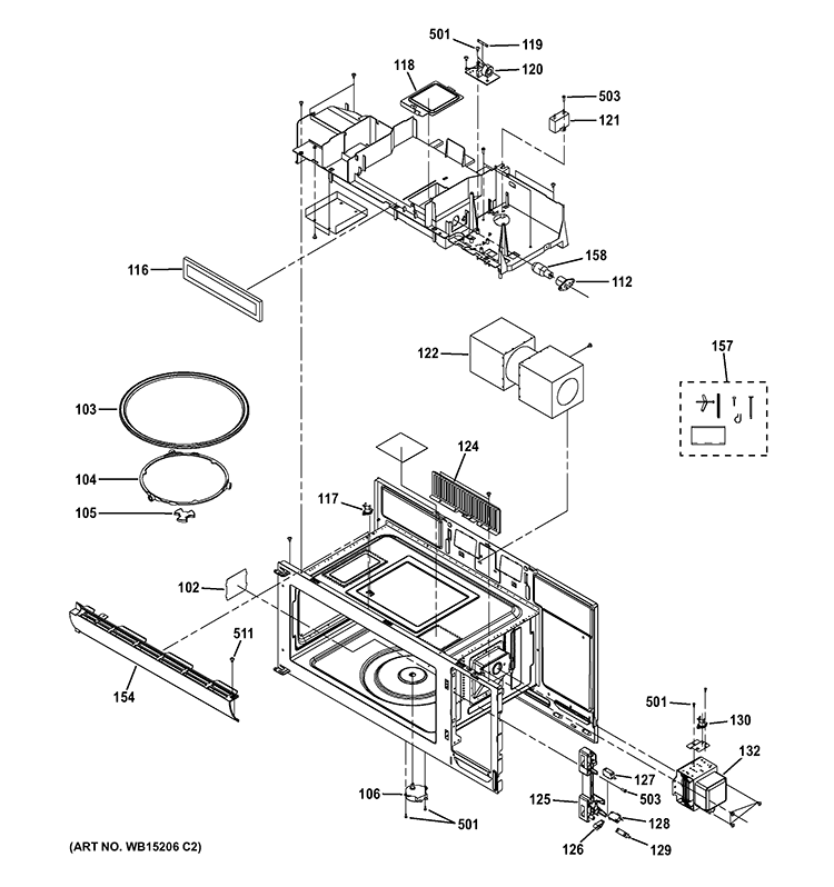 OVEN CAVITY PARTS Diagram and Parts List for JNM3161DF1CC  General Electric Microwave