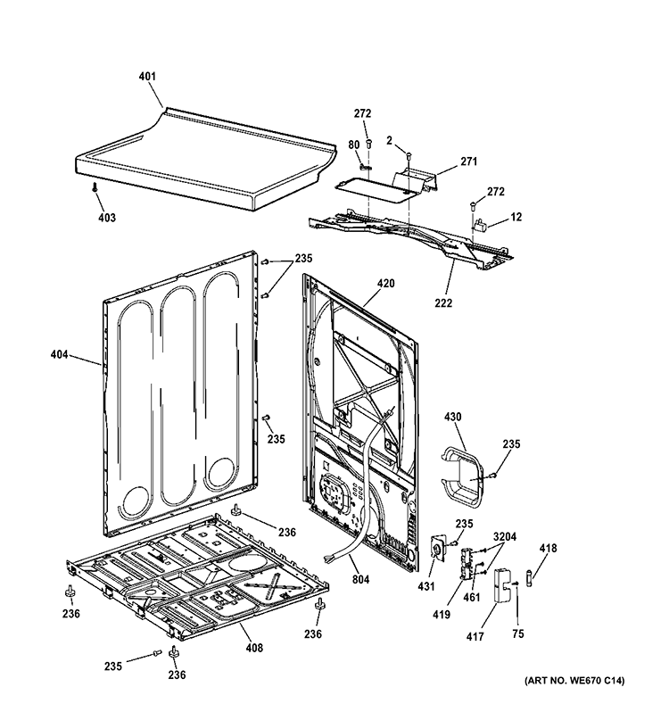 CABINET Diagram and Parts List for GTDX185ED2CC  General Electric Dryer