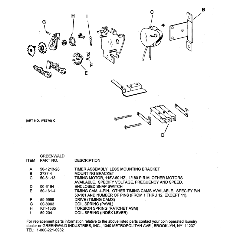 TIMER ASSEMBLY Diagram and Parts List for DDC4400T5WH  General Electric Dryer