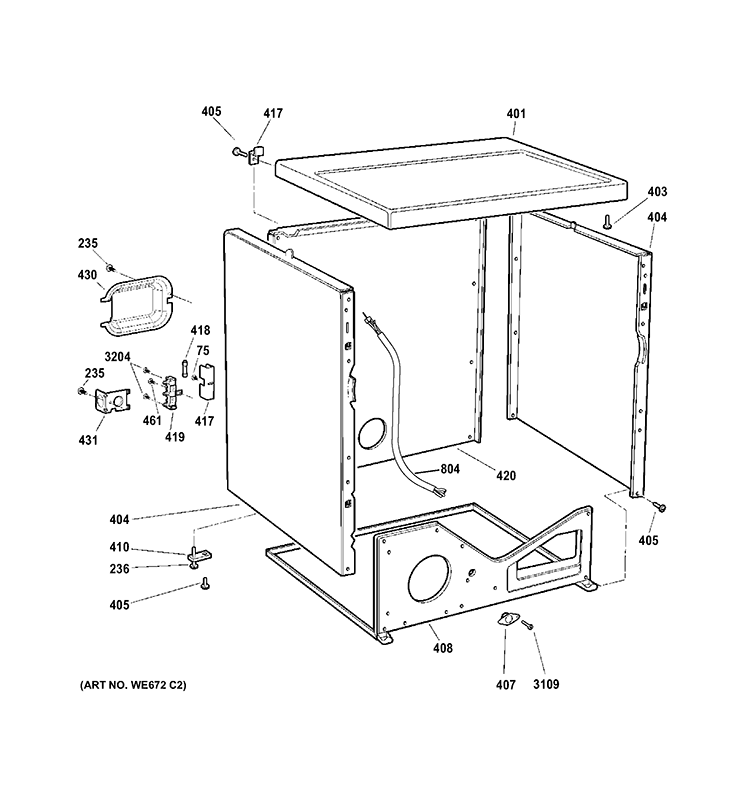 UPPER CABINET Diagram and Parts List for DDC4400T5WH  General Electric Dryer