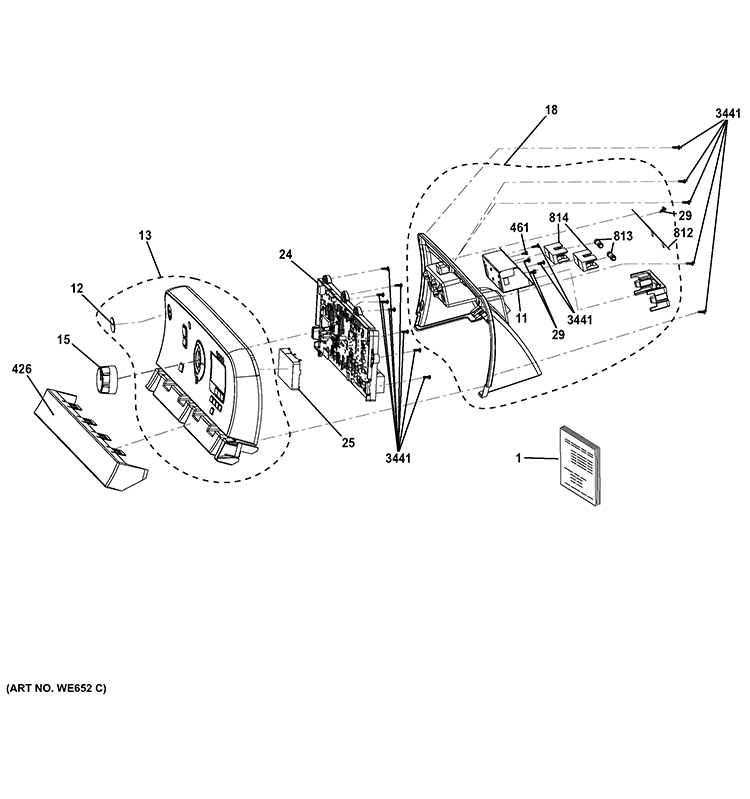 CONTROL PANEL Diagram and Parts List for GTDS815GD0MC  General Electric Dryer