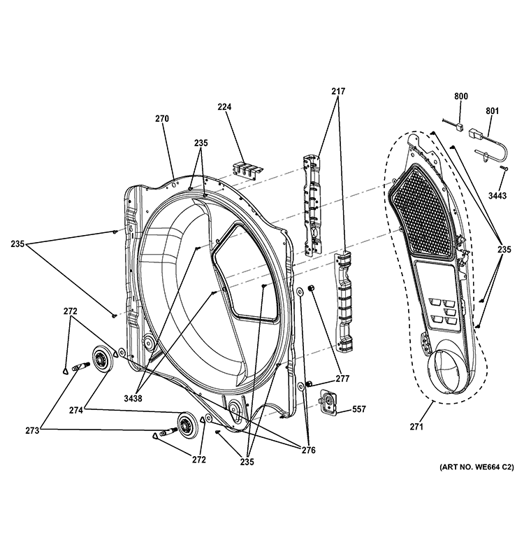 REAR ROLLER SUPPORT Diagram and Parts List for GTDS825GD0MC  General Electric Dryer