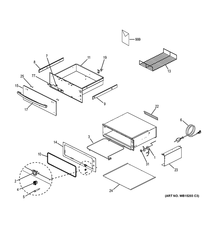 HOOD PARTS Diagram and Parts List for PW9000DF1BB  General Electric Warming Drawer