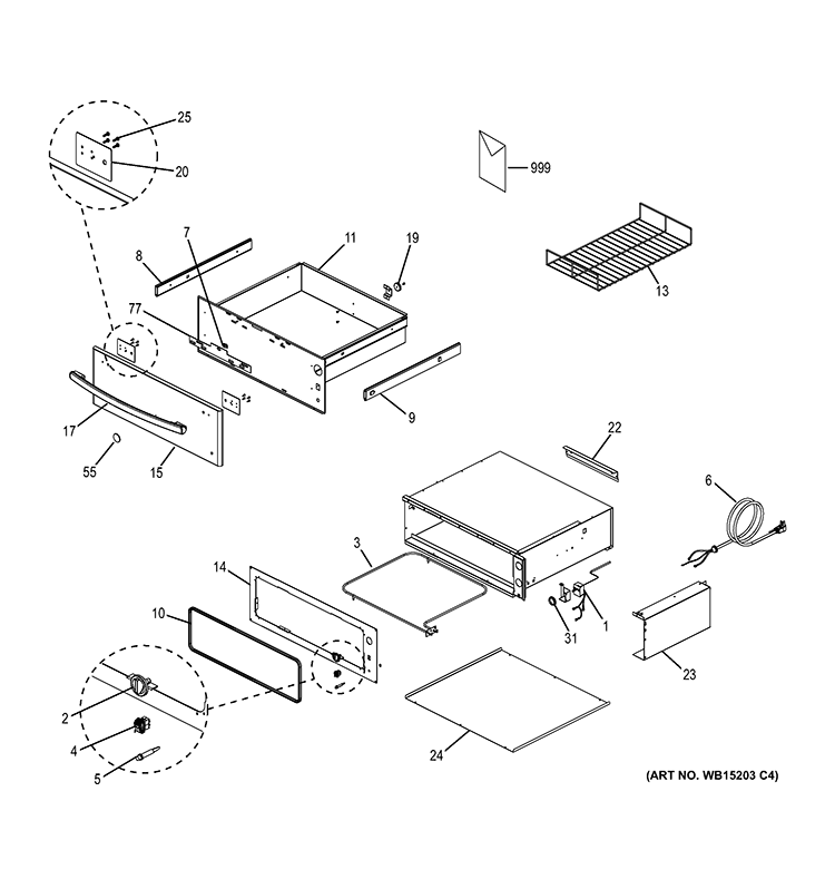 HOOD PARTS Diagram and Parts List for PW9000SF1SS  General Electric Warming Drawer