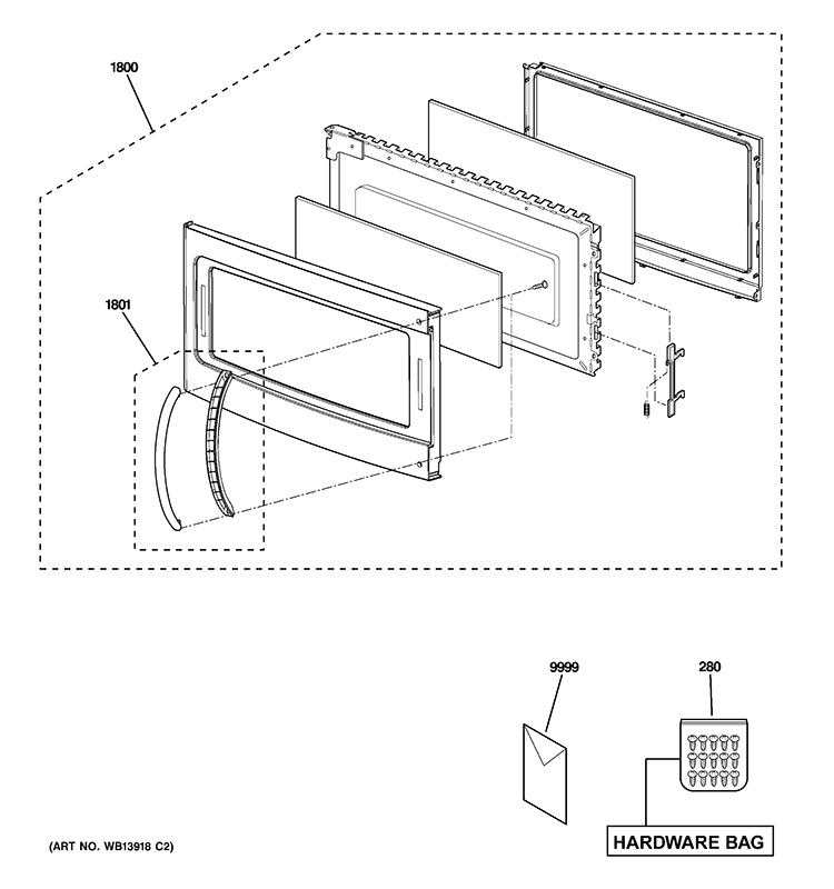 DOOR PARTS Diagram and Parts List for JVM3150DF1BB  General Electric Microwave