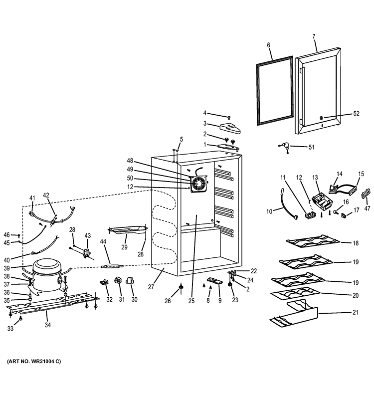 WINE CHILLER PARTS Diagram and Parts List for GWS04HAEBSS  General Electric Wine and Beverage Cooler