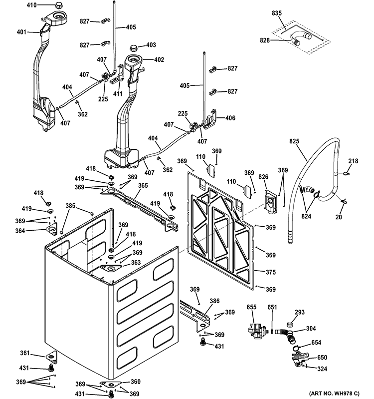 CABINET & BULK DISPENSER Diagram and Parts List for GTAS8655D0MC  General Electric Washer