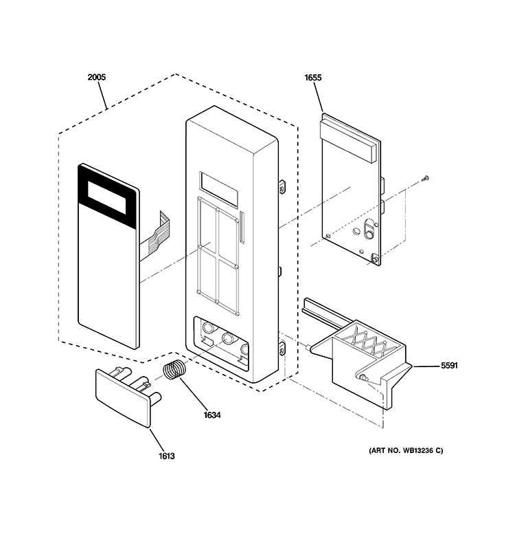 CONTROL PARTS Diagram and Parts List for JE740DR2BB  General Electric Microwave