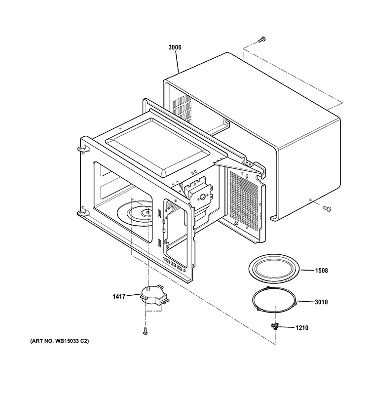 OVEN CAVITY PARTS Diagram and Parts List for JE740DR2BB  General Electric Microwave