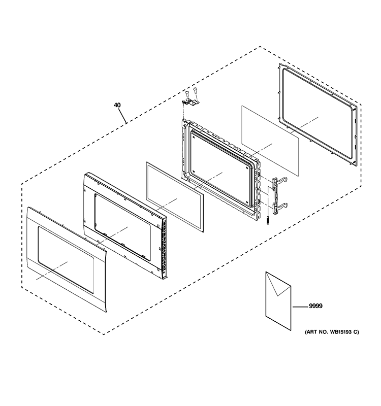 DOOR PARTS Diagram and Parts List for JES1651SR2SS  General Electric Microwave