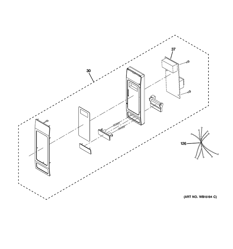 CONTROL PARTS Diagram and Parts List for JES1656SR2SS  General Electric Microwave