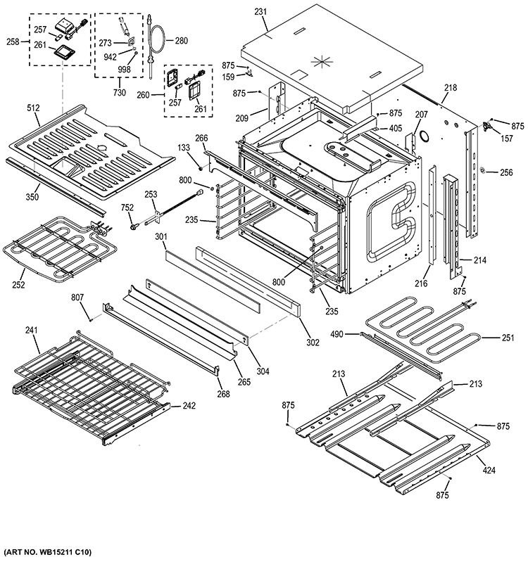 LOWER OVEN Diagram and Parts List for PT9550SF1SS  General Electric Wall Oven