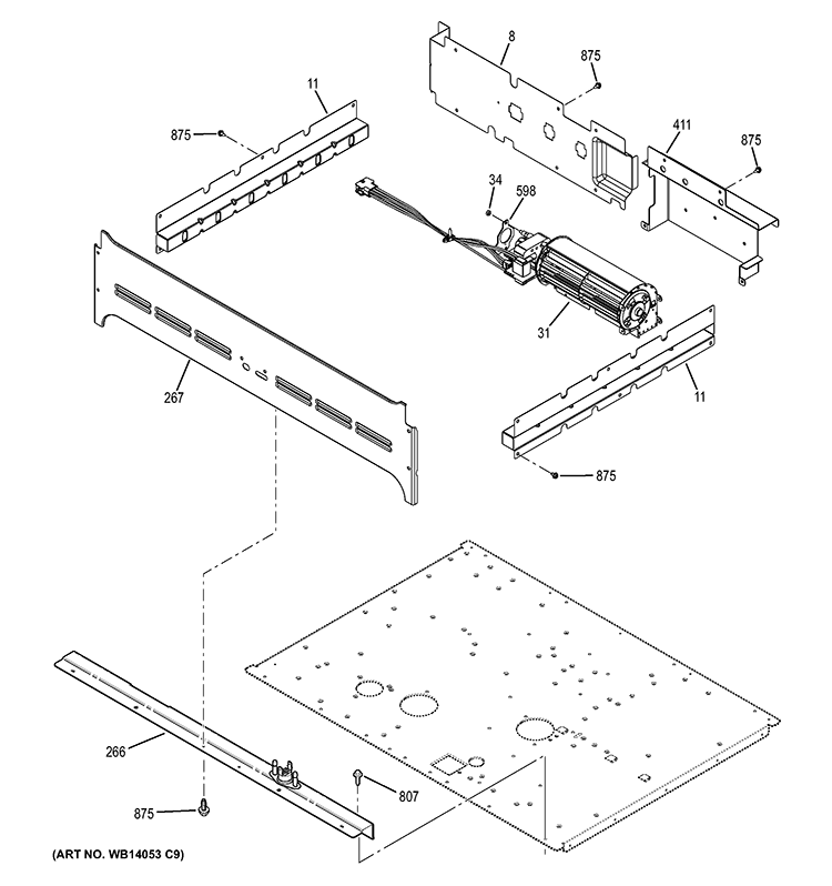 CENTER SPACER Diagram and Parts List for JK3500DF1CC  General Electric Wall Oven