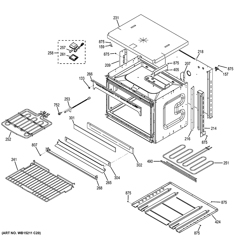 LOWER OVEN Diagram and Parts List for JK3500DF1WW  General Electric Wall Oven