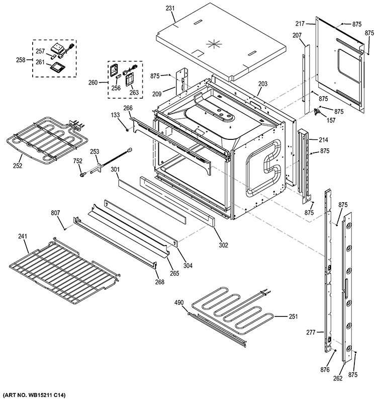 UPPER OVEN Diagram and Parts List for JK5500DF1BB  General Electric Wall Oven