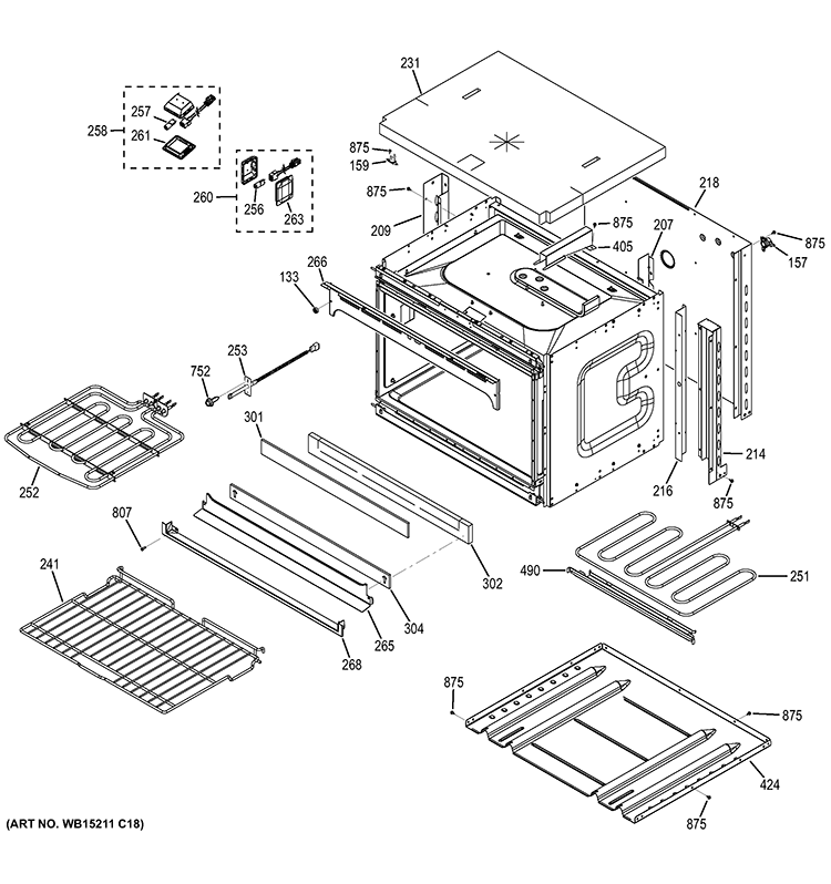 LOWER OVEN Diagram and Parts List for JK5500SF1SS  General Electric Wall Oven