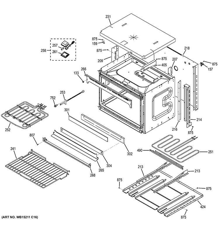 LOWER OVEN Diagram and Parts List for JT3500DF1WW  General Electric Wall Oven