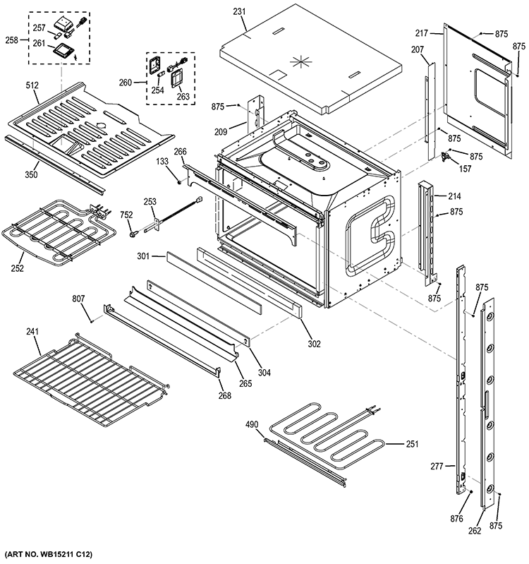 UPPER OVEN Diagram and Parts List for JT5500SF1SS  General Electric Wall Oven