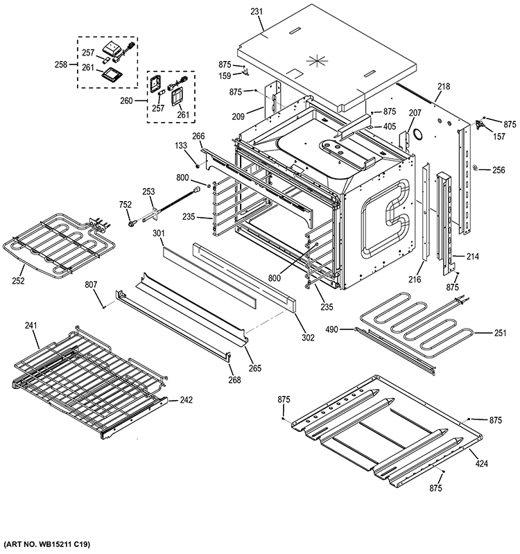 LOWER OVEN Diagram and Parts List for PK7500SF1SS  General Electric Wall Oven