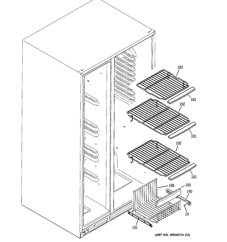 FREEZER SHELVES Diagram and Parts List for GSHF6KGZBCBB  General Electric Refrigerator