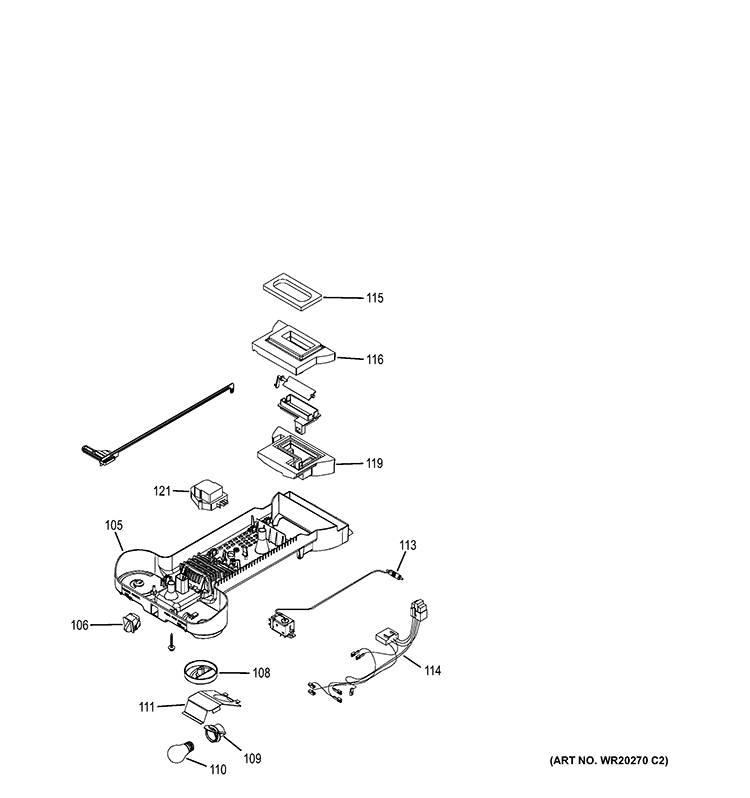 FRESH FOOD SECTION Diagram and Parts List for GTH21GCEWW  General Electric Refrigerator