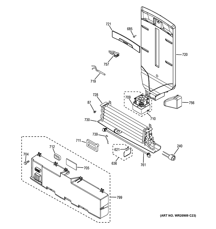 FRESH FOOD SECTION Diagram and Parts List for PFE27KSDASS  General Electric Refrigerator
