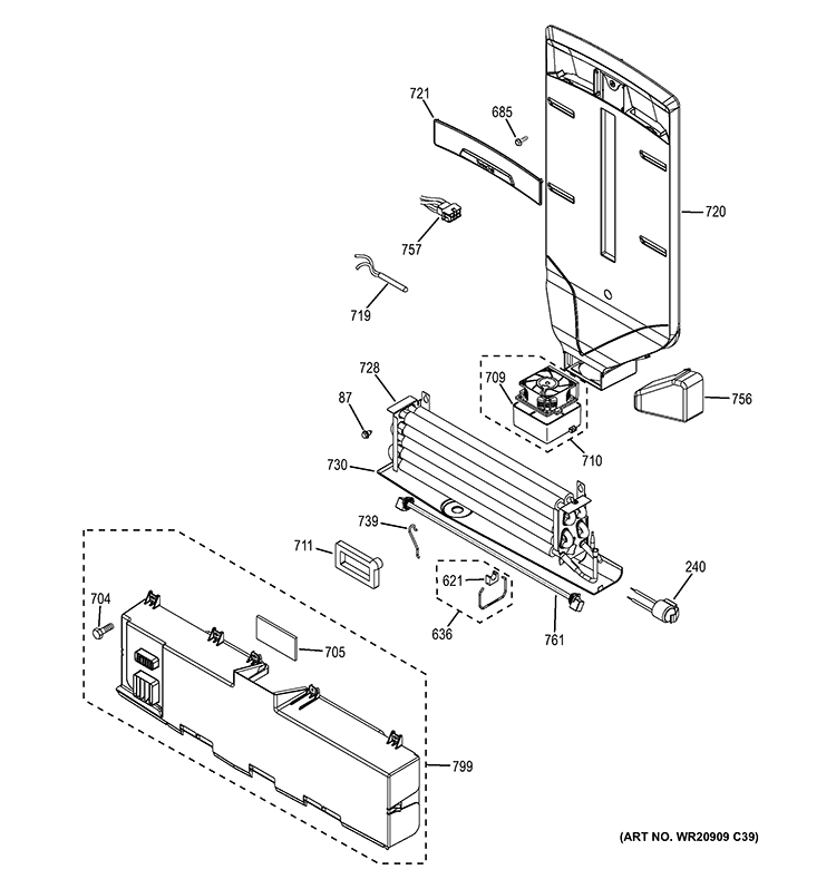 FRESH FOOD SECTION Diagram and Parts List for PFE27KSDBSS  General Electric Refrigerator