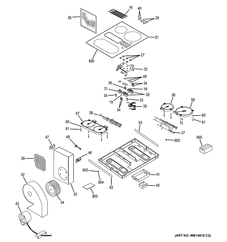 CONTROL PANEL & COOKTOP Diagram and Parts List for PP989DN4BB  General Electric Cooktop