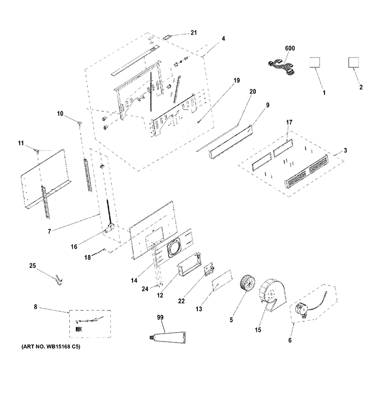 CONTROL PANEL & COOKTOP Diagram and Parts List for PVB94DT3BB  General Electric Range Hood