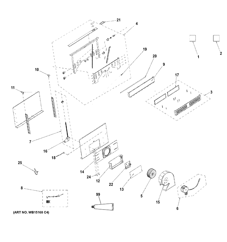 CONTROL PANEL & COOKTOP Diagram and Parts List for PVB94ST1SS  General Electric Range Hood