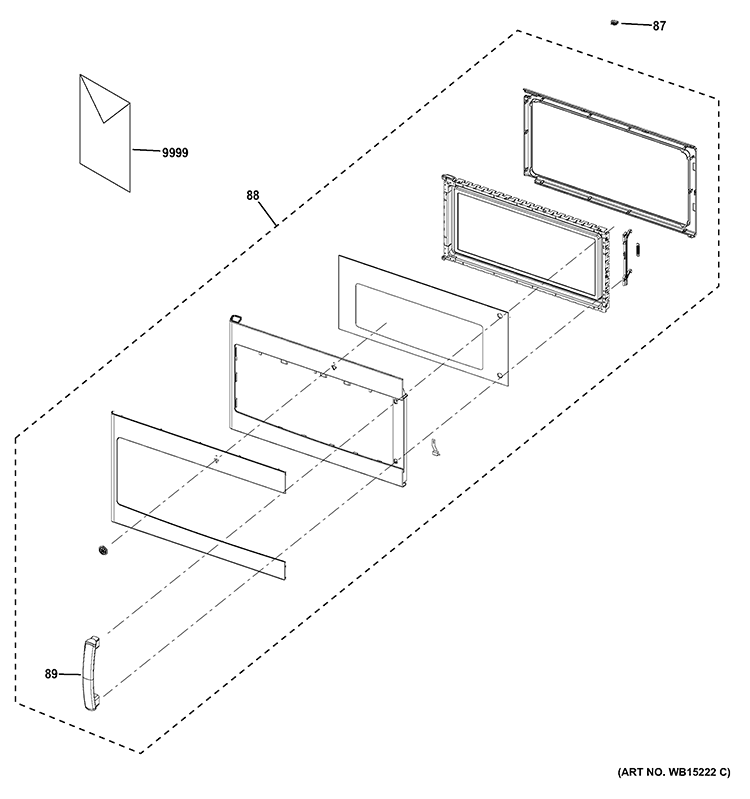 DOOR PARTS Diagram and Parts List for JVM7195DF1BB  General Electric Microwave