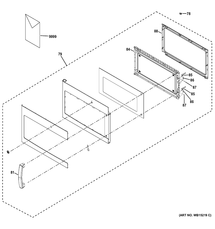 DOOR PARTS Diagram and Parts List for LVM6177DF1WW  General Electric Microwave