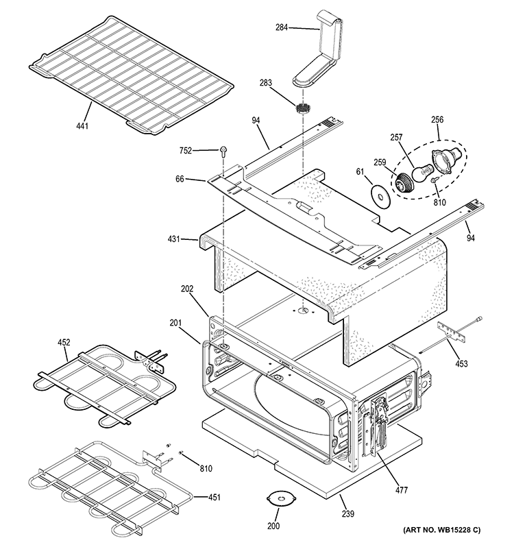 UPPER OVEN Diagram and Parts List for JB850DF1WW  General Electric Range