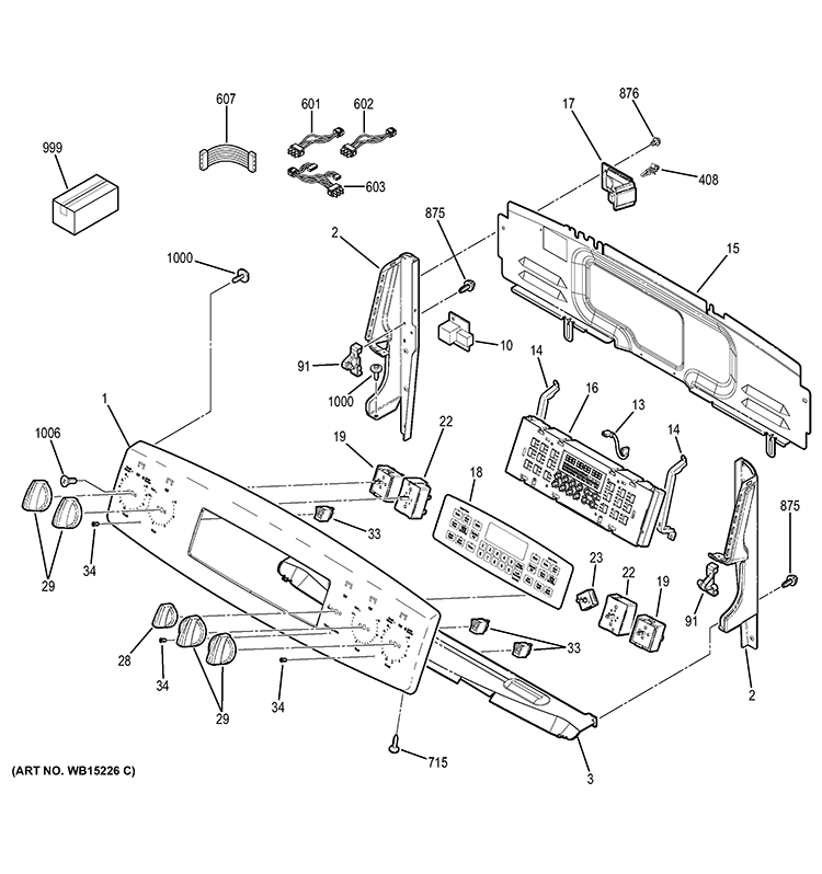 CONTROL PANEL Diagram and Parts List for JB850SF1SS  General Electric Range