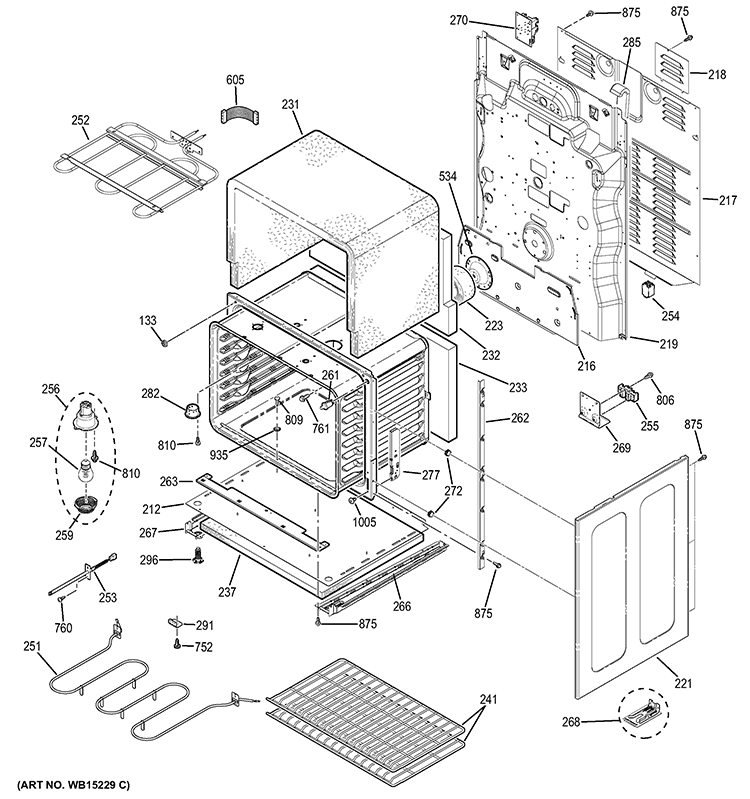LOWER OVEN Diagram and Parts List for JB850SF1SS  General Electric Range