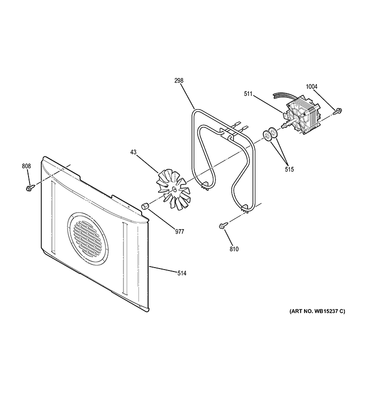 CONVECTION FAN Diagram and Parts List for JS750SF1SS  General Electric Wall Oven