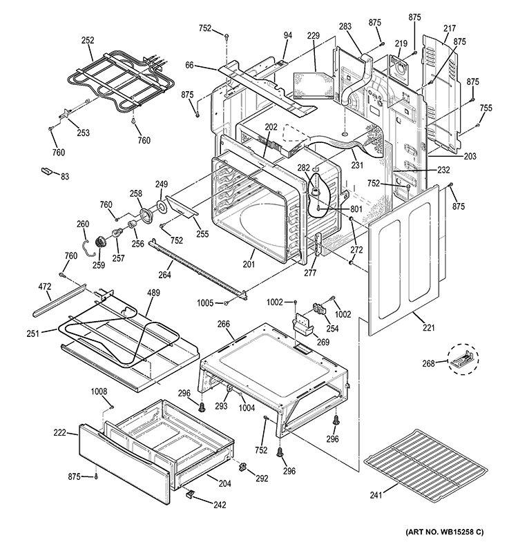 BODY PARTS Diagram and Parts List for JB650SF1SS  General Electric Range