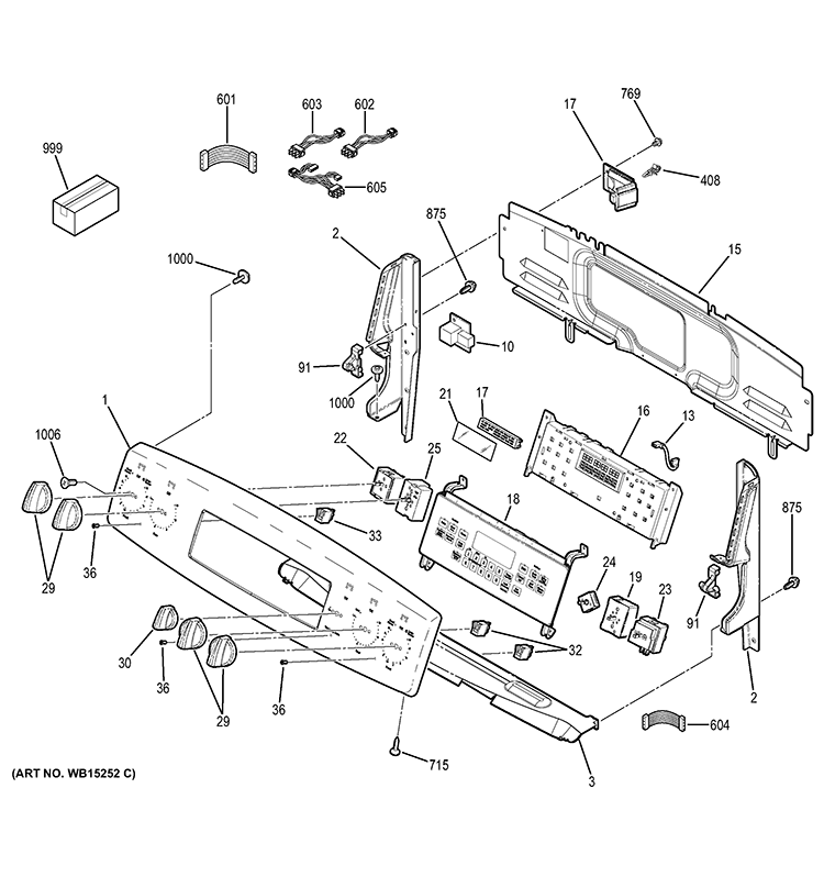 CONTROL PANEL Diagram and Parts List for PB930TF1WW  General Electric Range