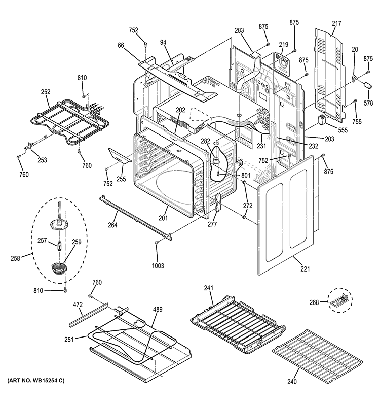 BODY PARTS Diagram and Parts List for PB930TF1WW  General Electric Range