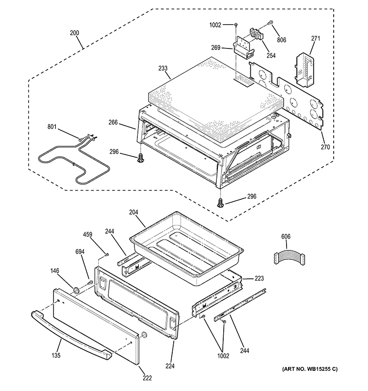 WARMING DRAWER Diagram and Parts List for PB930TF1WW  General Electric Range
