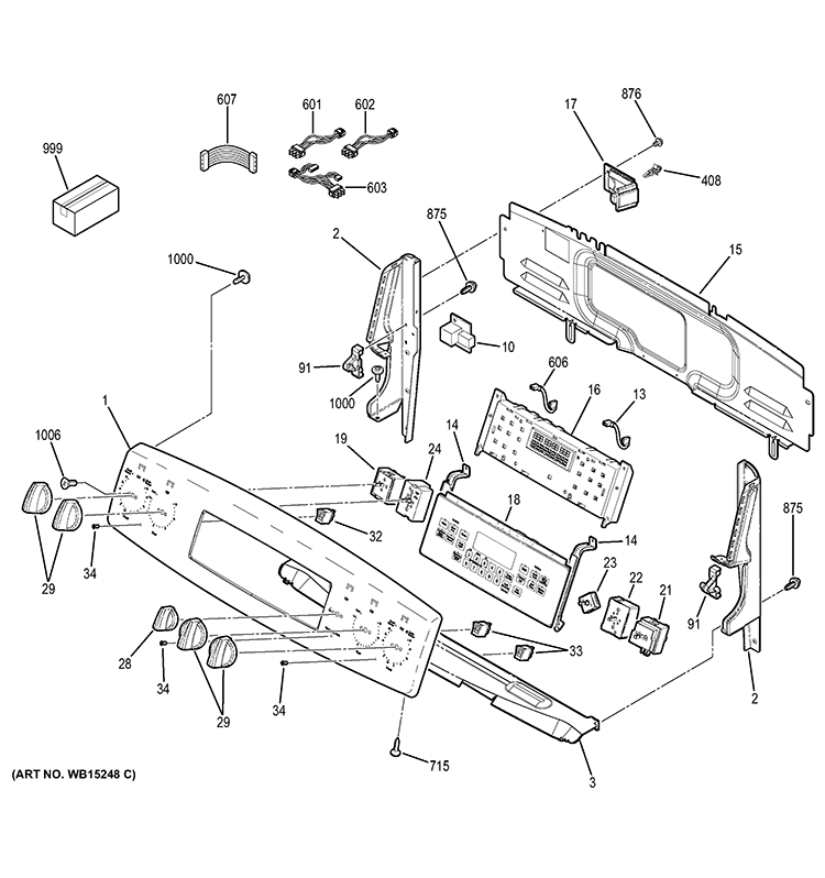 CONTROL PANEL Diagram and Parts List for PCB950SF1SS  General Electric Range