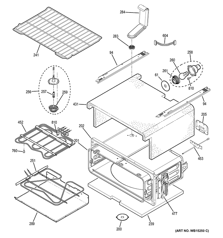 UPPER OVEN Diagram and Parts List for PCB950SF1SS  General Electric Range