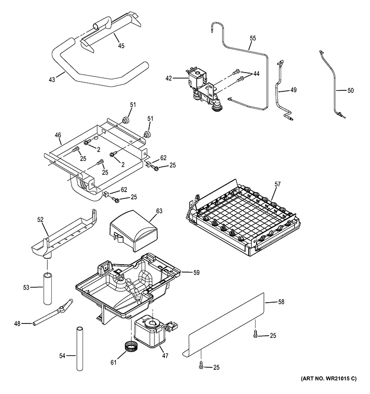 EVAPORATOR, ICE CUTTER GRID & WATER PARTS Diagram and Parts List for ZDIC150ZBBE  General Electric Ice Maker