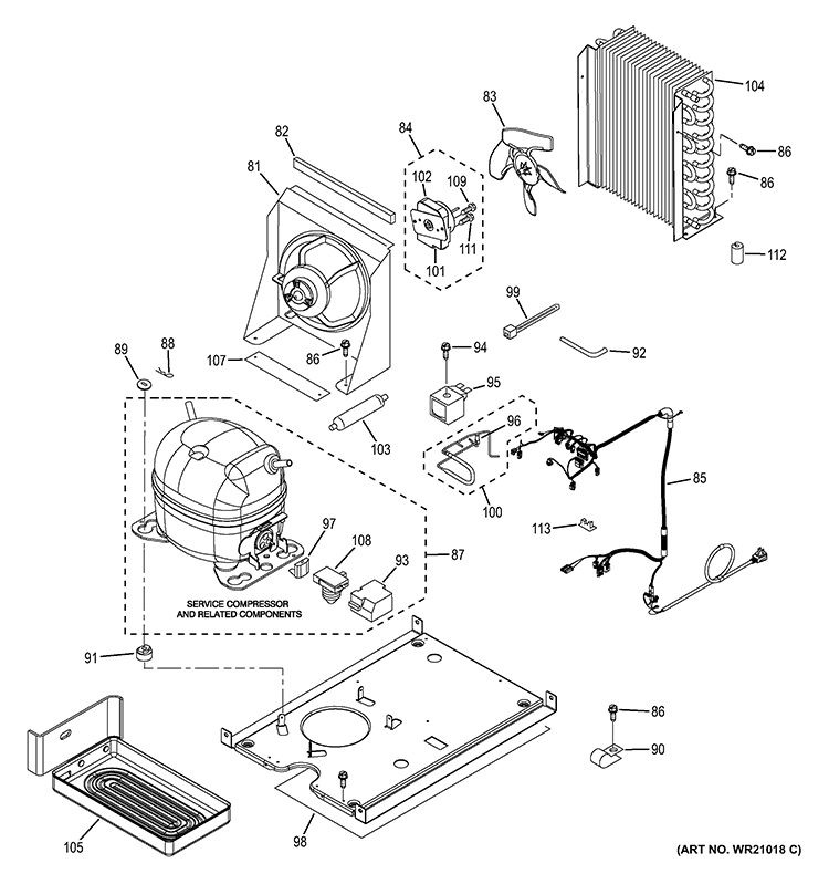 UNIT PARTS Diagram and Parts List for ZDIC150ZBBE  General Electric Ice Maker