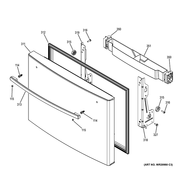 FREEZER DOOR Diagram and Parts List for DFE29JSDDSS  General Electric Refrigerator
