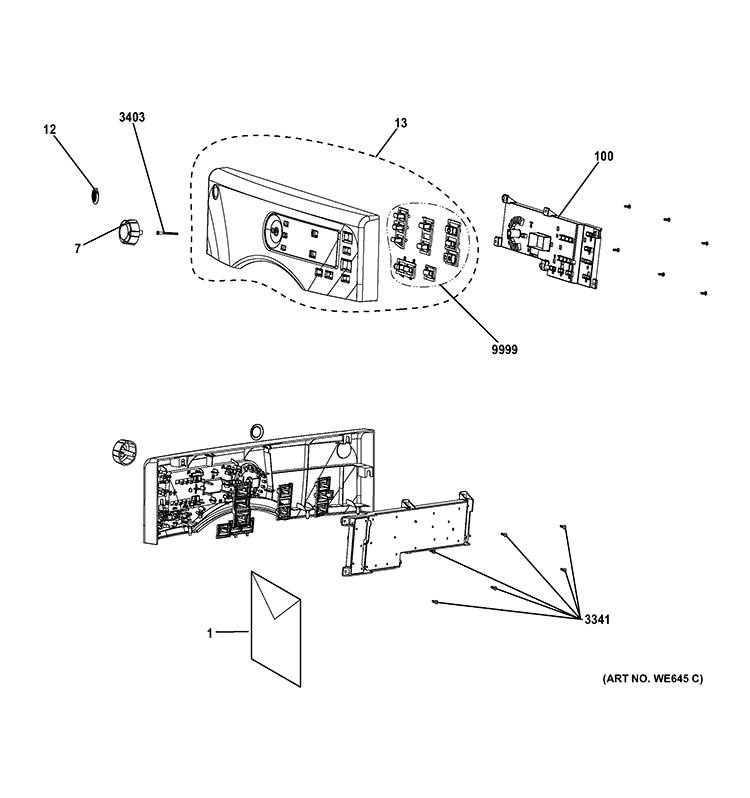 CONTROL PANEL Diagram and Parts List for GFDN110ED1WW  General Electric Dryer