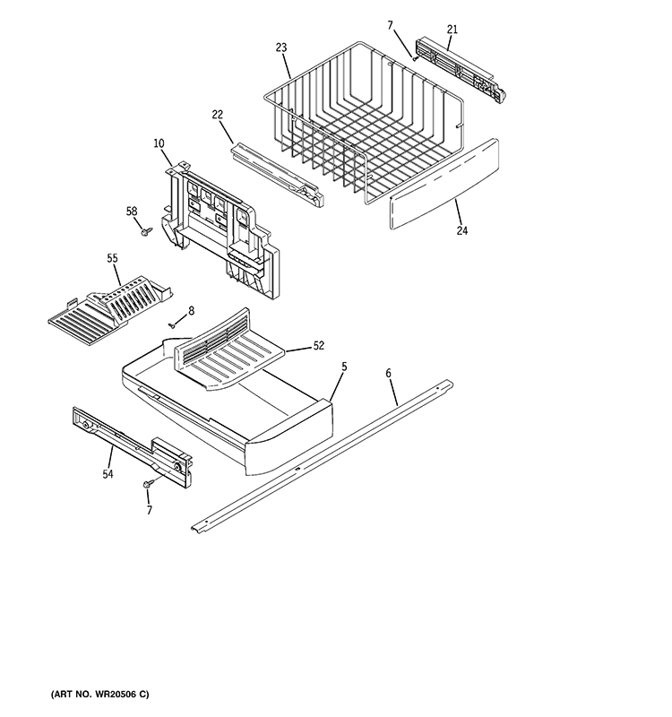FREEZER SHELVES Diagram and Parts List for GNS22EGEAFWW  General Electric Refrigerator