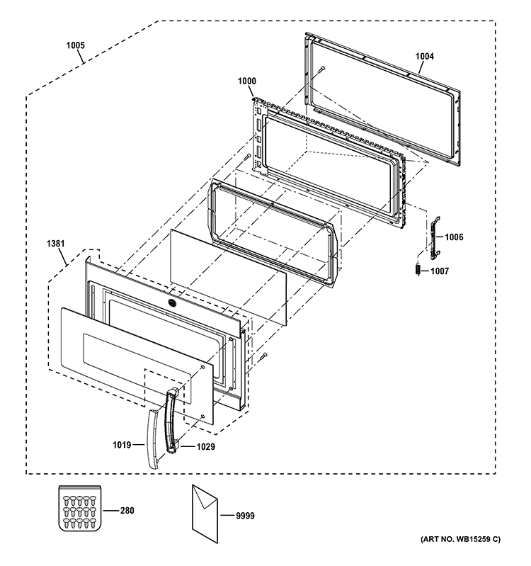 DOOR PARTS Diagram and Parts List for PSA9240DF1BB  General Electric Microwave